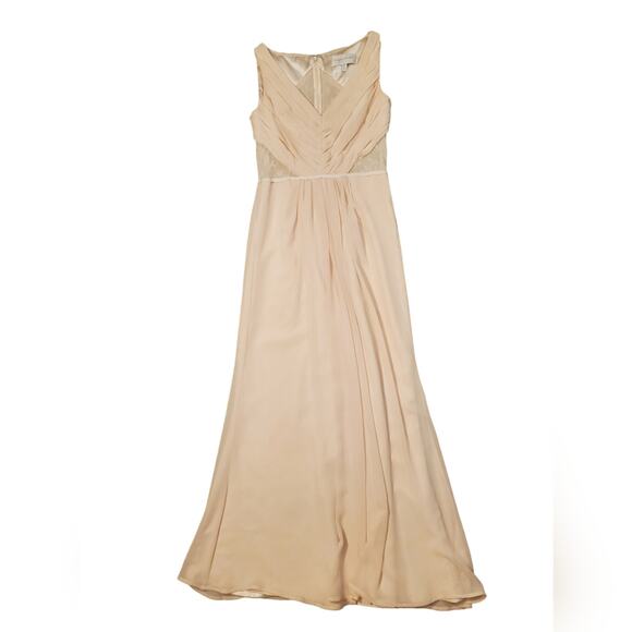 EUC Monique Lhuillier Luna Maxi Dress with Lace in Blush Sz 8 - Picture 1 of 10